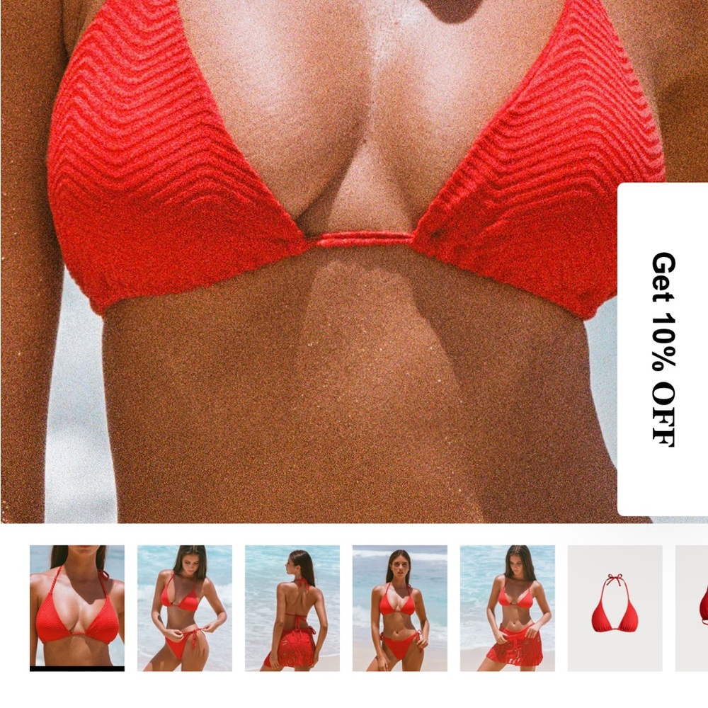 Vibrant Red Textured Bikini top